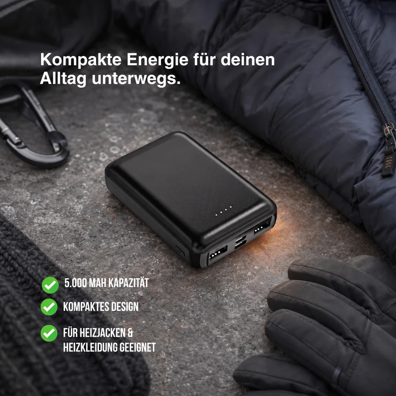 NaturWide Powerbank 5.000 mAh (5 V/2 A) – Für beheizte Kleidung