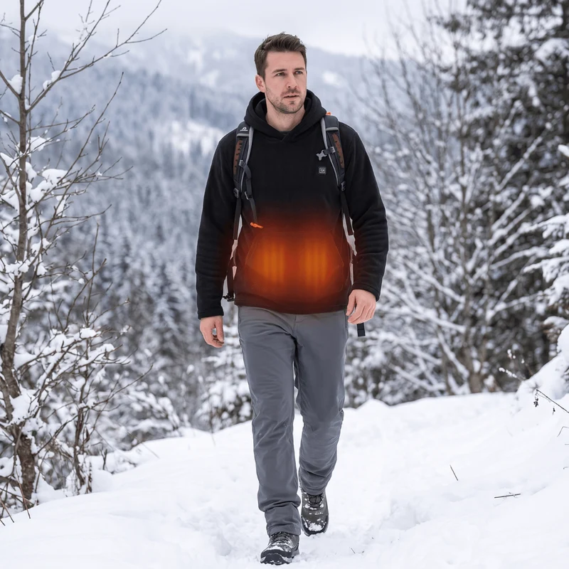 USB Heated Hoodie – Unisex Zip-Up with Thick Wool Lining
