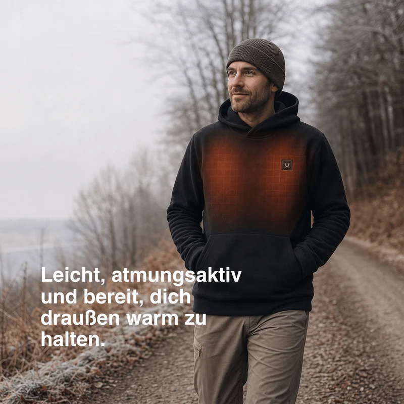 USB Beheizter Hoodie – Unisex Hoodie mit Reißverschluss