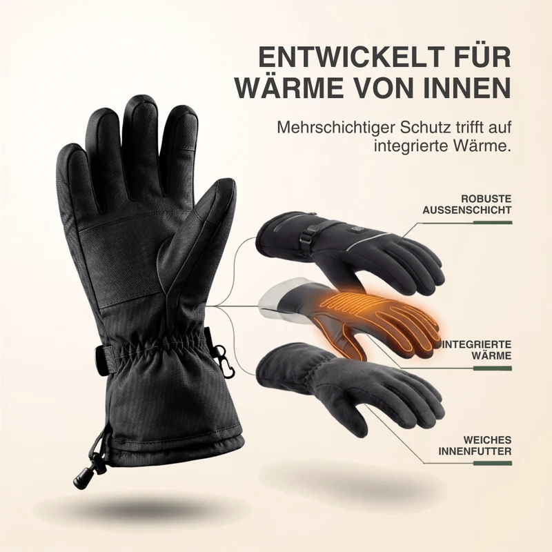 Beheizte Handschuhe – 3 Heizstufen, wasserdicht & winddicht