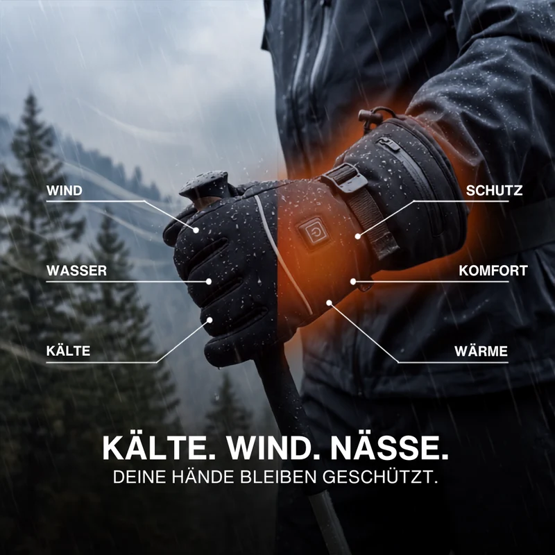Beheizte Handschuhe – 3 Heizstufen, wasserdicht & winddicht