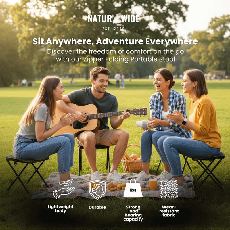 Foldable Camping Stool – Lightweight, Portable & Durable with Carry Bag for Travel