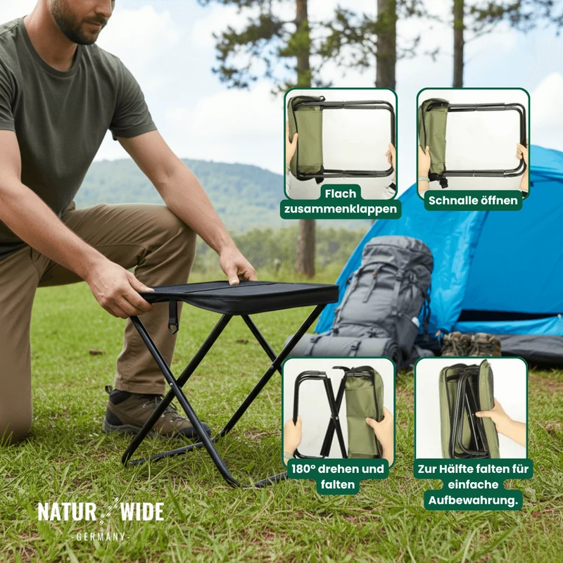 Foldable Camping Stool – Lightweight, Portable & Durable with Carry Bag for Travel