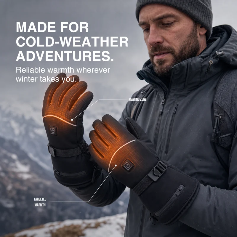Heated Gloves – 3 Heat Levels, Waterproof & Windproof