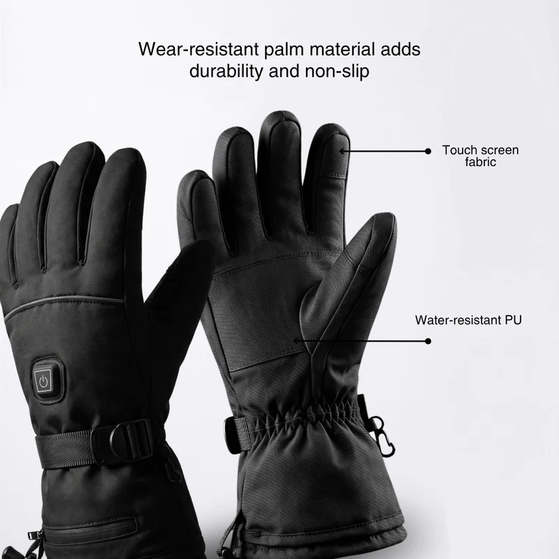 Heated Gloves – 3 Heat Levels, Waterproof & Windproof