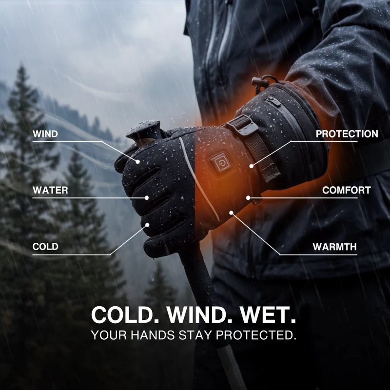 Heated Gloves – 3 Heat Levels, Waterproof & Windproof