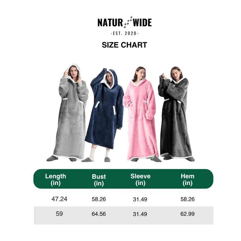 Oversized Flannel Blanket Hoodie – Wearable Blanket with Sleeves & Hood