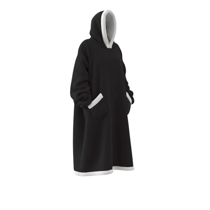 Oversize Flanell-Deckenhoodie – Tragbare Kuscheldecke mit Ärmeln & Kapuze