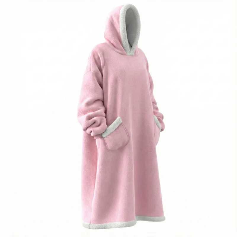 Oversize Flanell-Deckenhoodie – Tragbare Kuscheldecke mit Ärmeln & Kapuze