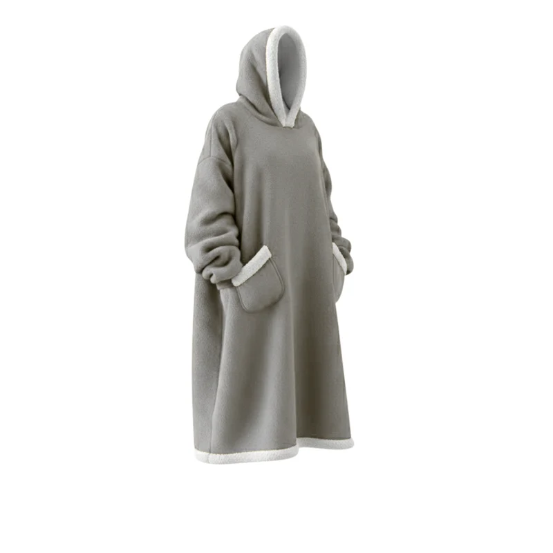 Oversize Flanell-Deckenhoodie – Tragbare Kuscheldecke mit Ärmeln & Kapuze