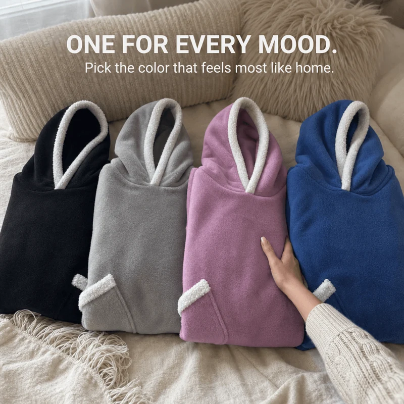 Oversized Flannel Blanket Hoodie – Wearable Blanket with Sleeves & Hood