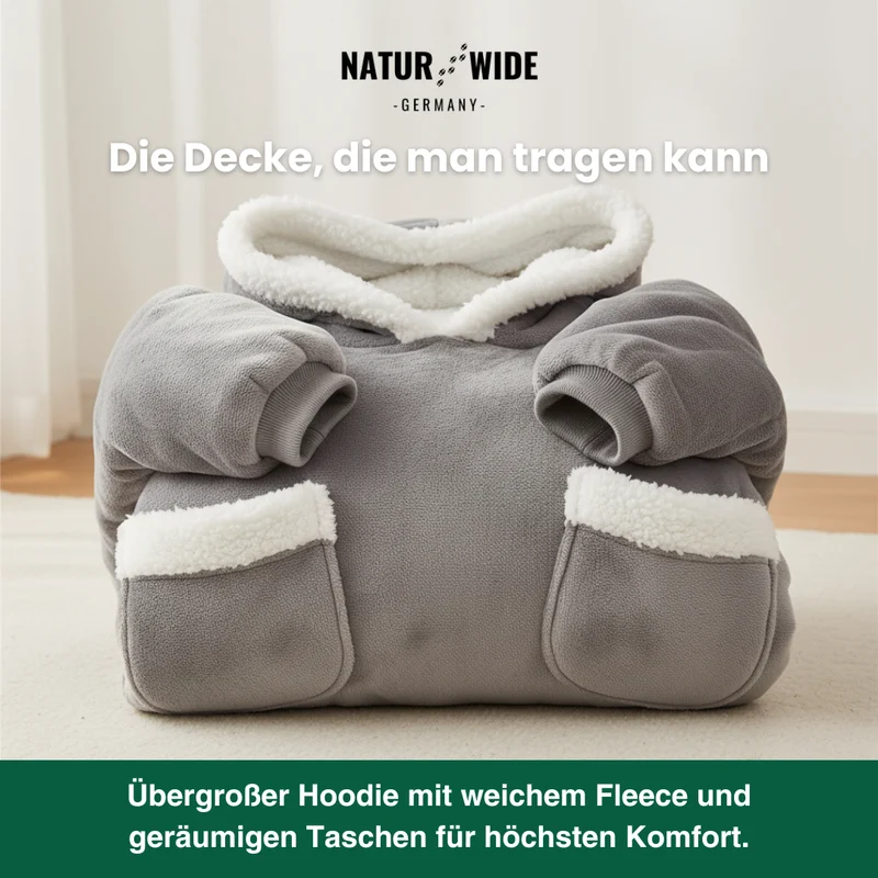 Oversize Flanell-Deckenhoodie – Tragbare Kuscheldecke mit Ärmeln & Kapuze