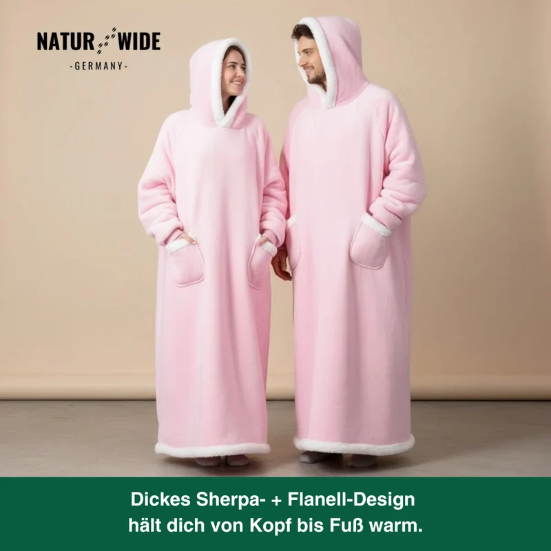 Oversize Flanell-Deckenhoodie – Tragbare Kuscheldecke mit Ärmeln & Kapuze