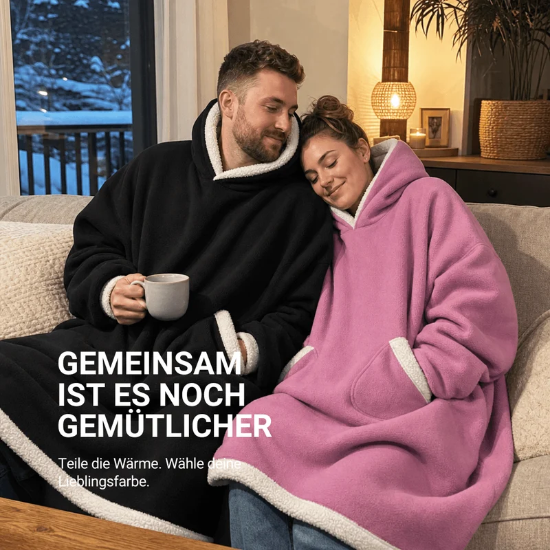 Oversize Flanell-Deckenhoodie – Tragbare Kuscheldecke mit Ärmeln & Kapuze