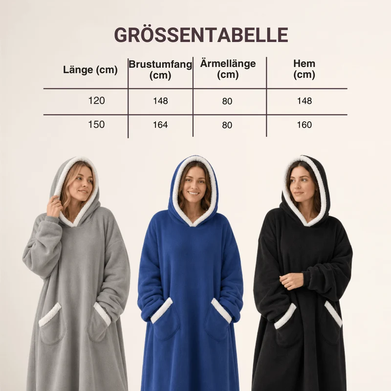 Oversize Flanell-Deckenhoodie – Tragbare Kuscheldecke mit Ärmeln & Kapuze