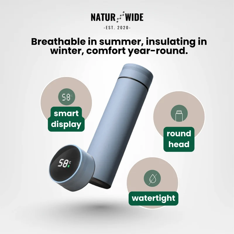 NaturWide Temperature Display 500ml Thermos Cup stainless steel