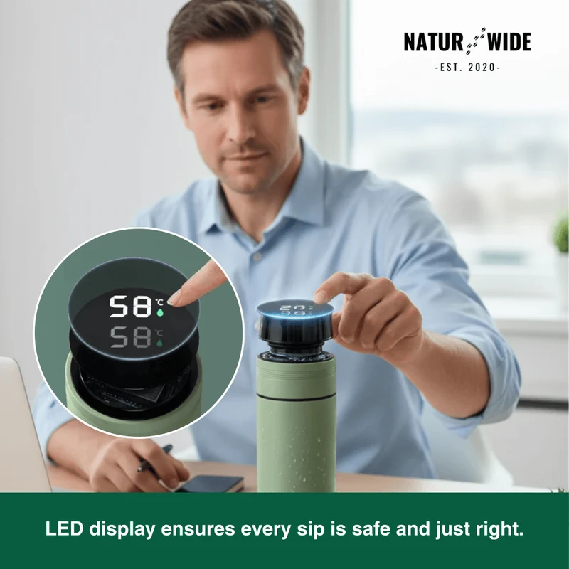NaturWide Temperature Display 500ml Thermos Cup stainless steel