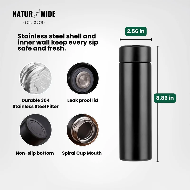 NaturWide Temperature Display 500ml Thermos Cup stainless steel