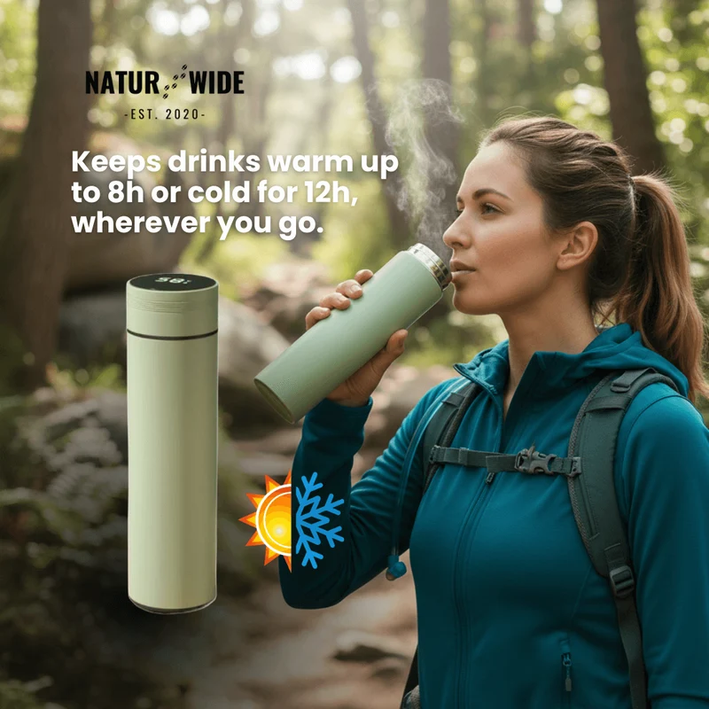 NaturWide Temperature Display 500ml Thermos Cup stainless steel