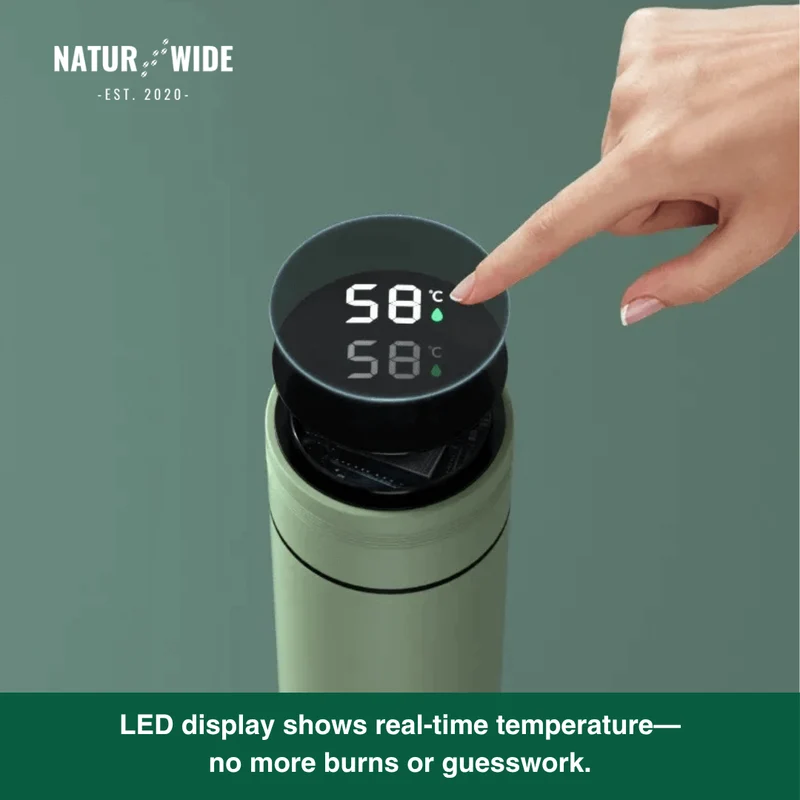 NaturWide Temperature Display 500ml Thermos Cup stainless steel