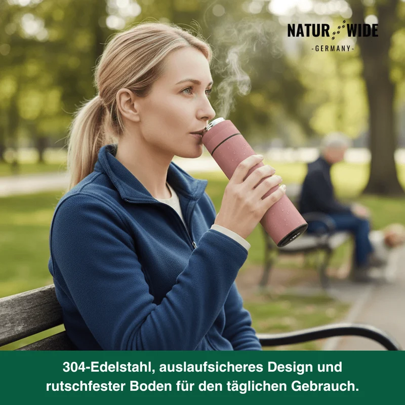 Naturwide Edelstahl Thermobecher 500ml mit Temperaturanzeige