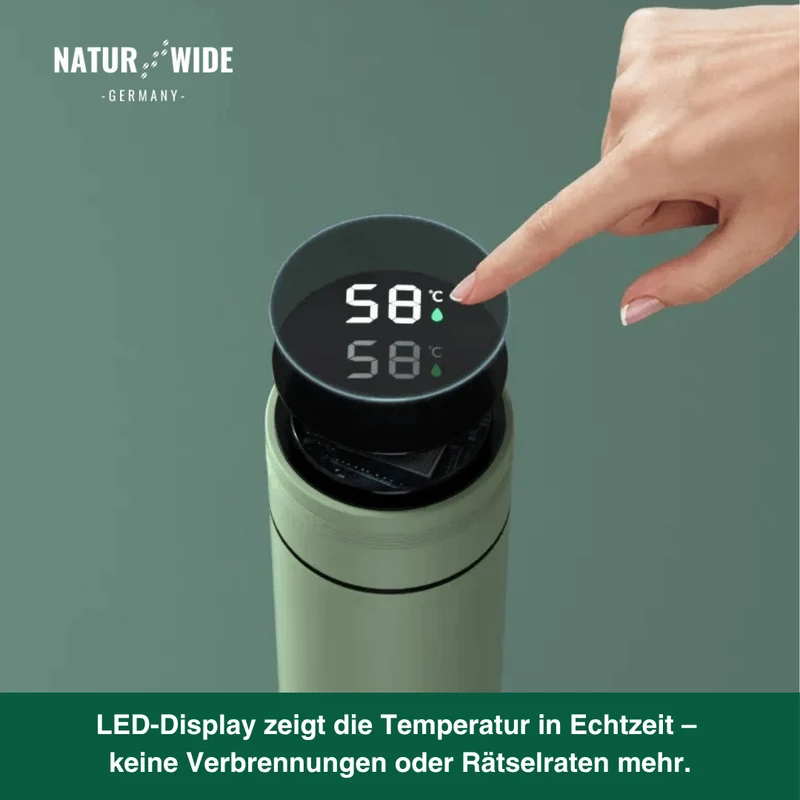 Naturwide Edelstahl Thermobecher 500ml mit Temperaturanzeige