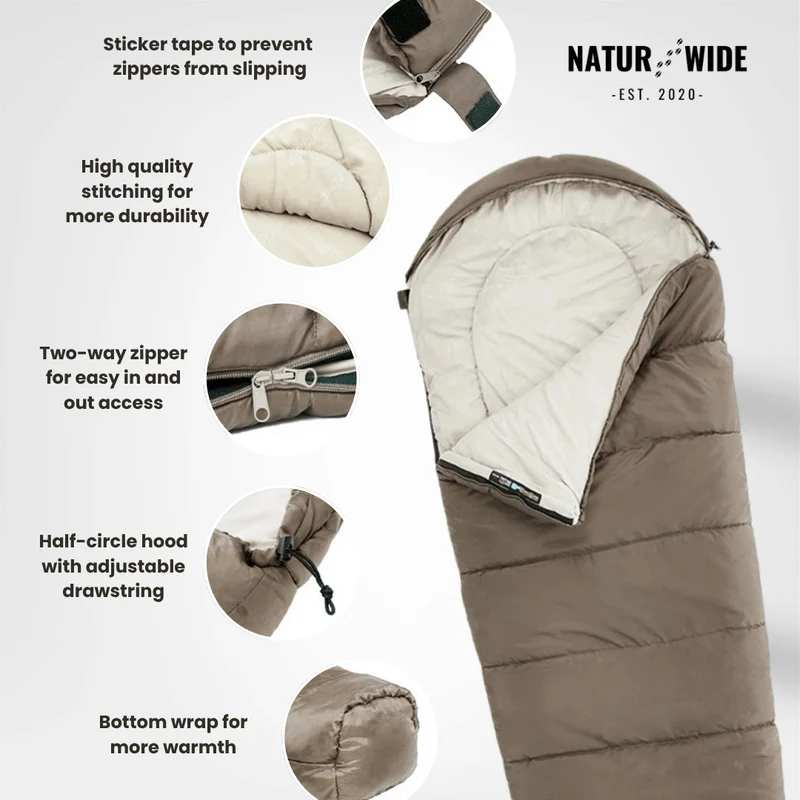NaturWide Mummy Sleeping Bag – Lightweight & Warm for Outdoor