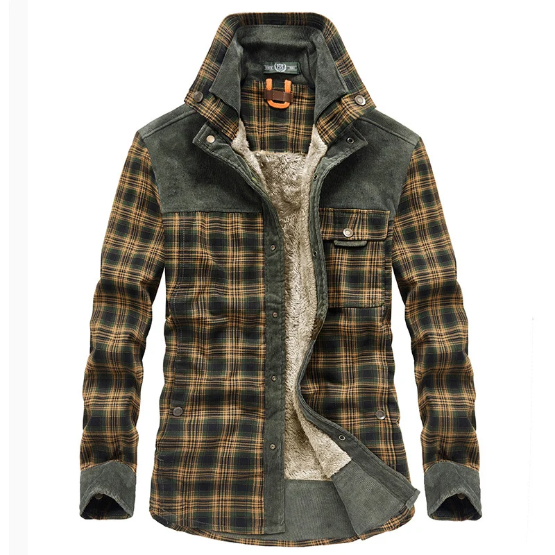 Herren Gemusterte Flanelljacke mit Fleece Futter Drune