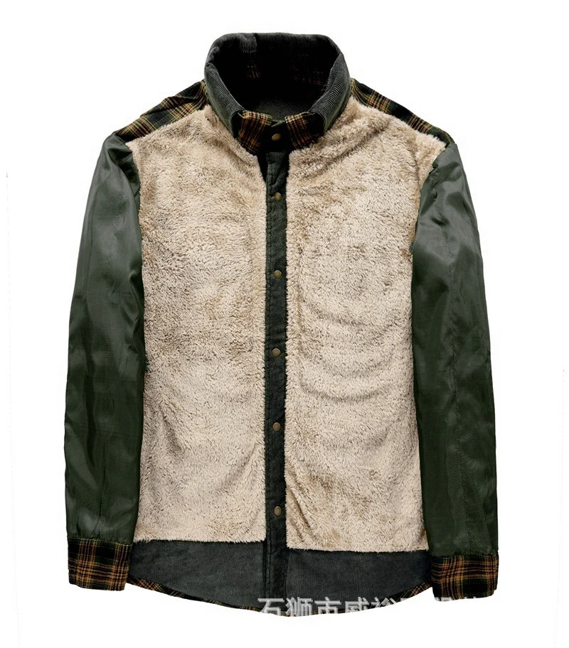 Herren Gemusterte Flanelljacke mit Fleece Futter Drune