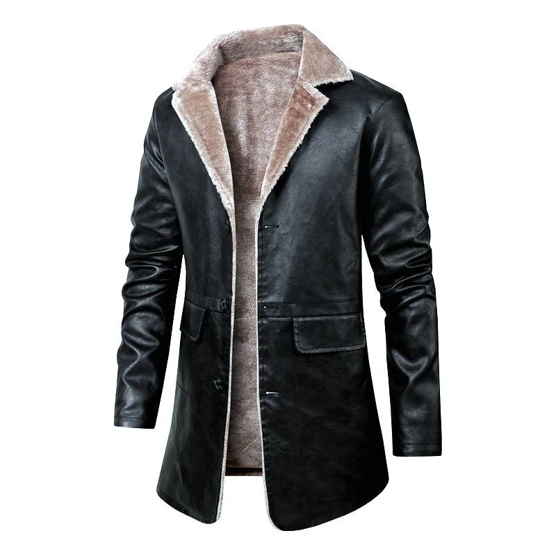 Herren Elegante Lederjacke mit Warmfutter Drune