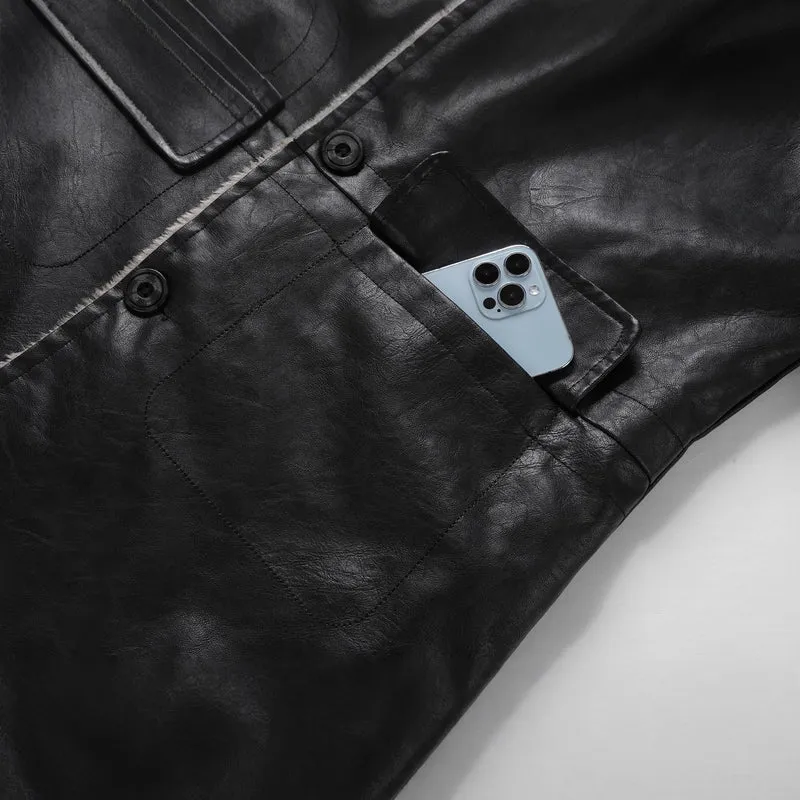 Herren Elegante Lederjacke mit Warmfutter Drune