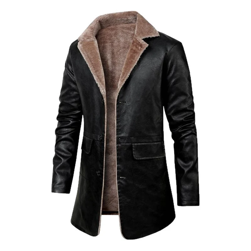 Herren Elegante Lederjacke mit Warmfutter Drune