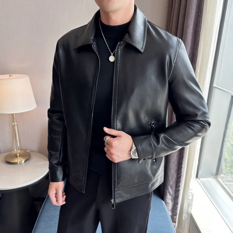 Herren Elegante Lederjacke Drune