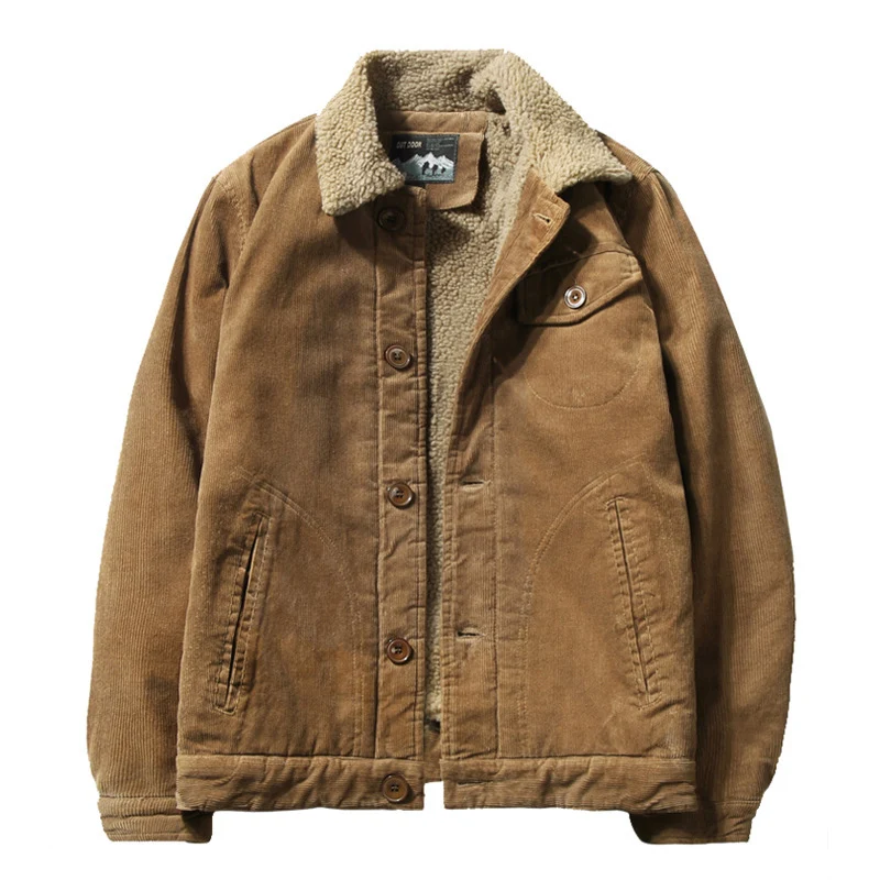 Herren Bequeme Cordjacke mit Teddyfutter Drune
