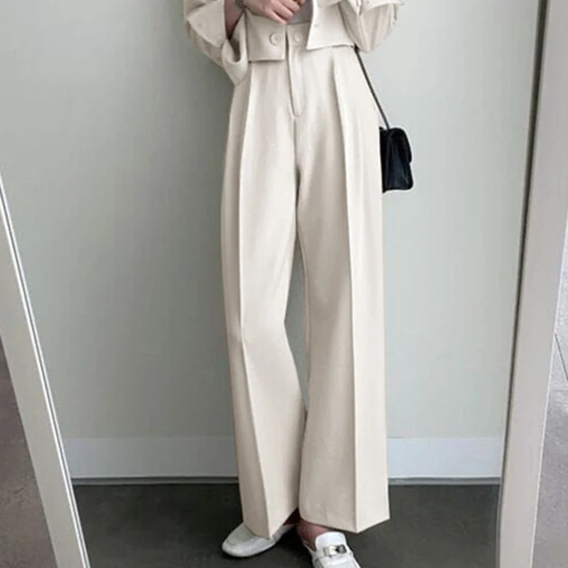 Damen Weit geschnittene Hochtaillierte Hose Drune