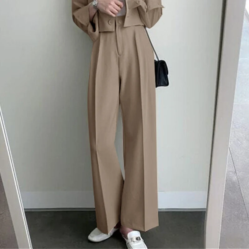 Damen Weit geschnittene Hochtaillierte Hose Drune