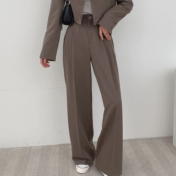 Damen Weit geschnittene Hochtaillierte Hose Drune