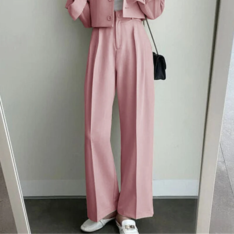 Damen Weit geschnittene Hochtaillierte Hose Drune