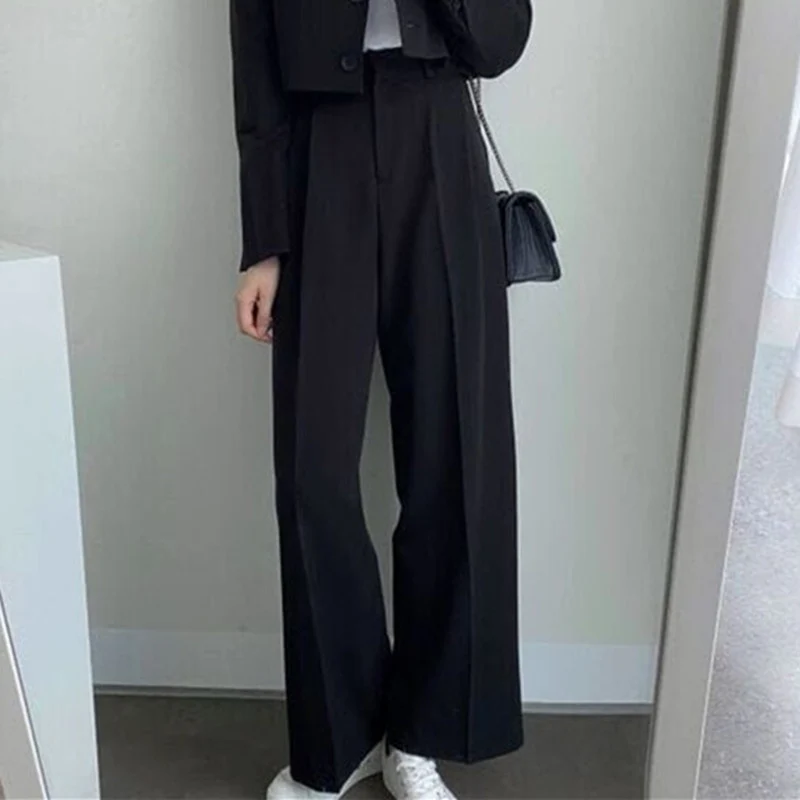 Damen Weit geschnittene Hochtaillierte Hose Drune