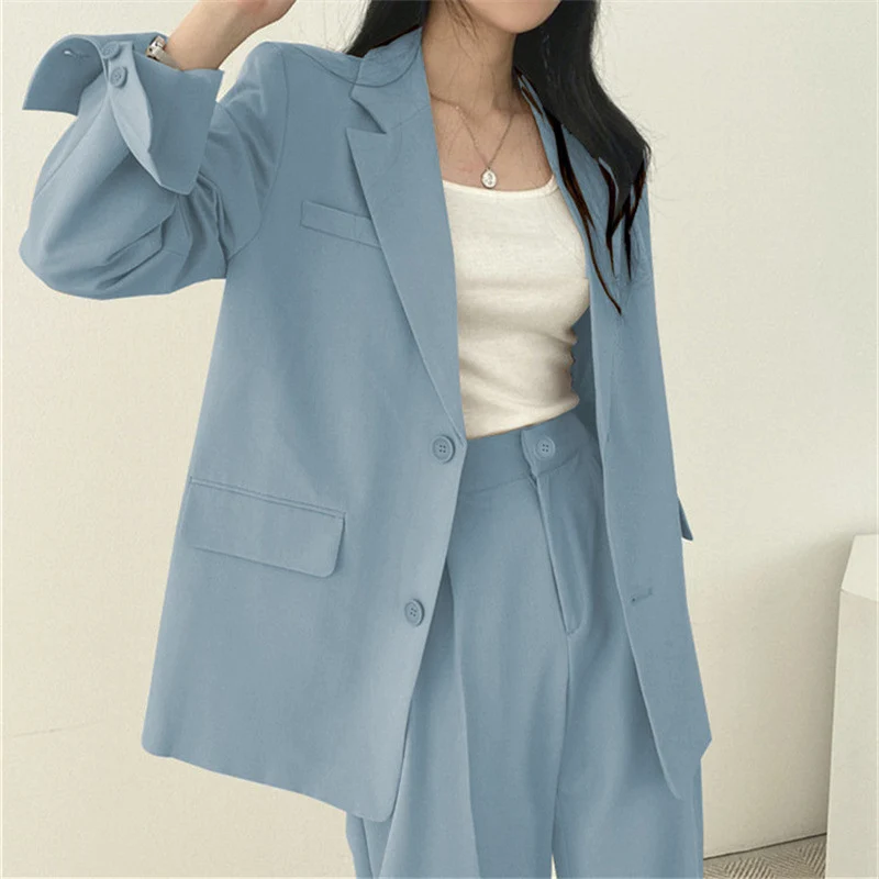 Damen Oversized Blazer mit zwei Knöpfen Drune