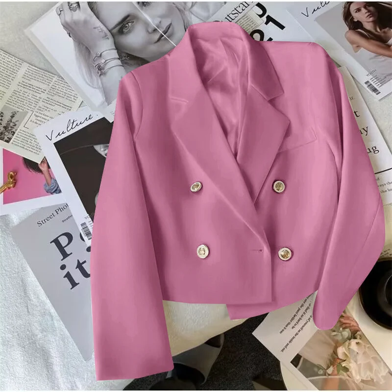 Damen Modischer Kurzblazer mit doppelt geknöpften Details Drune