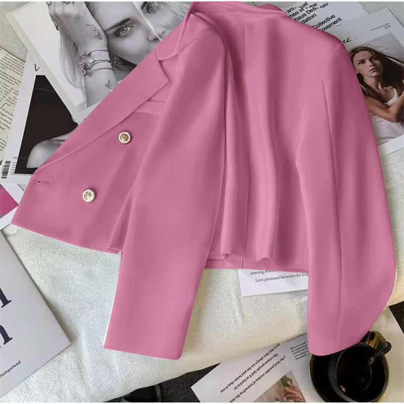 Damen Modischer Kurzblazer mit doppelt geknöpften Details Drune