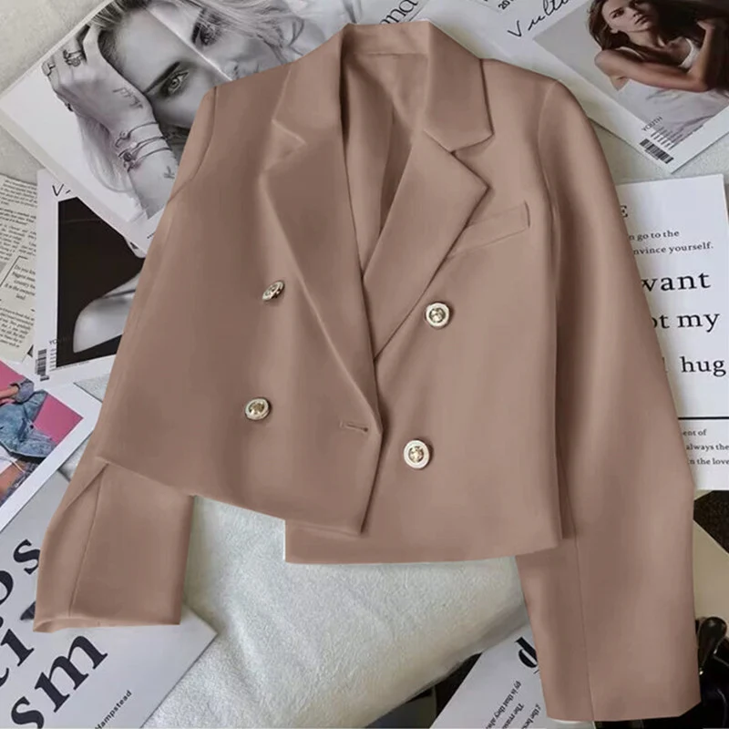 Damen Modischer Kurzblazer mit doppelt geknöpften Details Drune