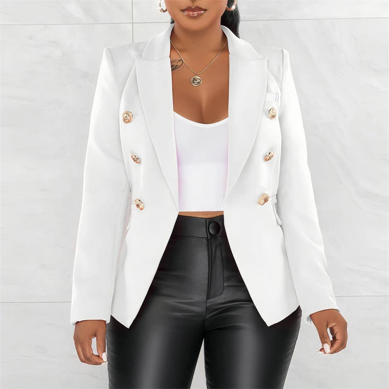 Damen Modischer Doppelt Gepknöpfter Blazer Drune