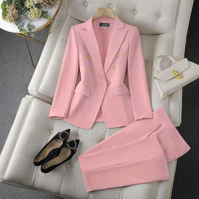 Damen Modischer Doppelreiher Blazer mit eleganten Details Drune