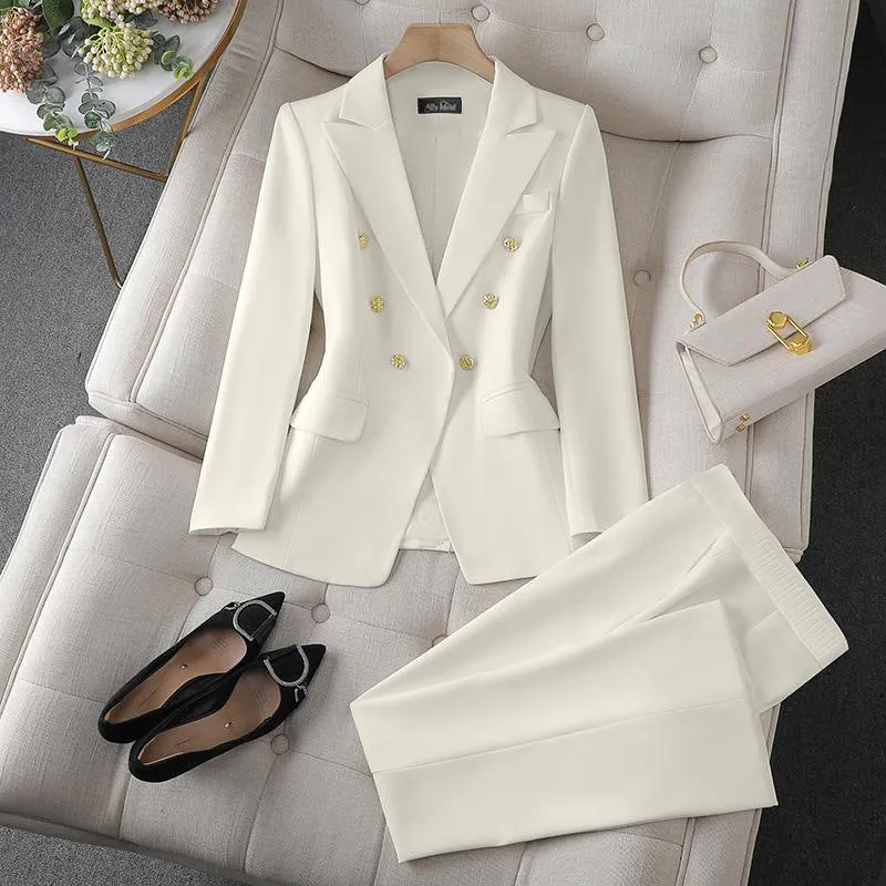Damen Modischer Doppelreiher Blazer mit eleganten Details Drune