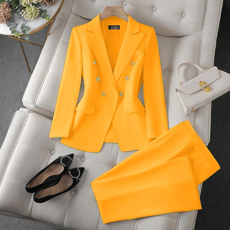 Damen Modischer Doppelreiher Blazer mit eleganten Details Drune