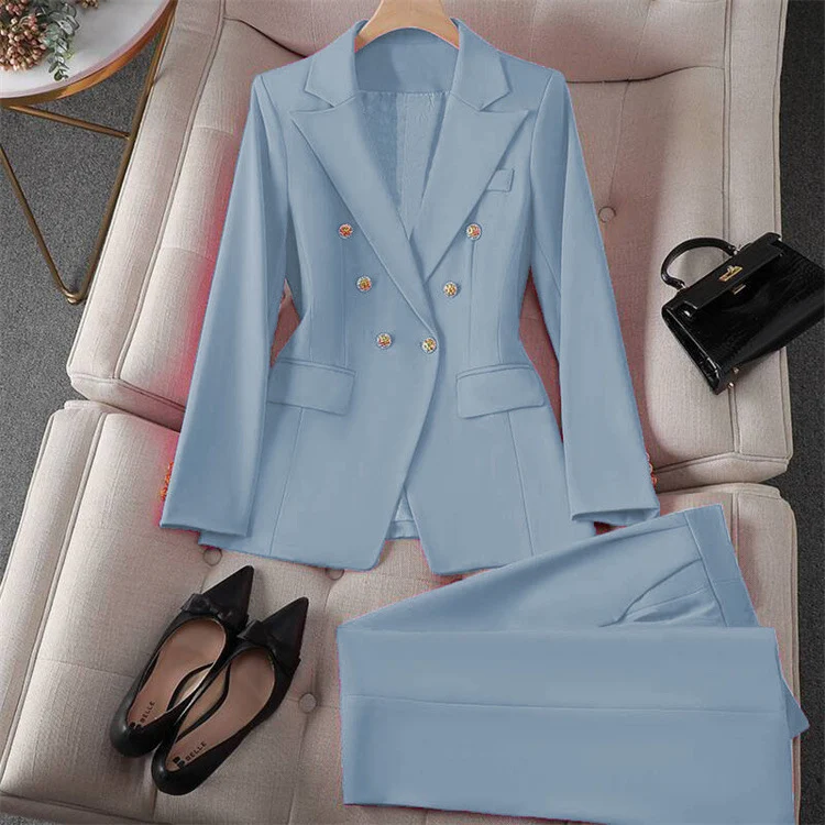 Damen Modischer Doppelreiher Blazer mit eleganten Details Drune