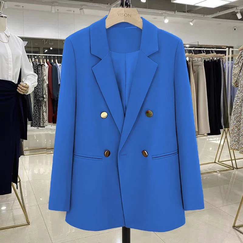 Damen Modischer Doppelreiher Blazer Drune