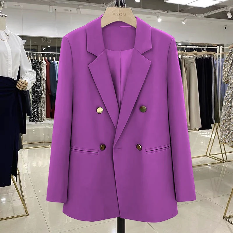 Damen Modischer Doppelreiher Blazer Drune